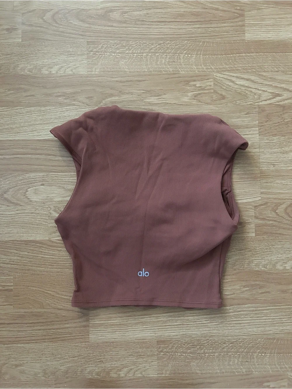 ALO Yoga Ribbed Sweetheart Crop Top in Rust